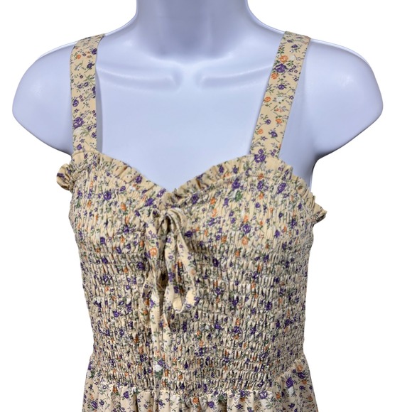 Floral Smocked Midi Dress Ruffle Tiered L Cottagecore Milkmade Prairie Feminine - Picture 2 of 10